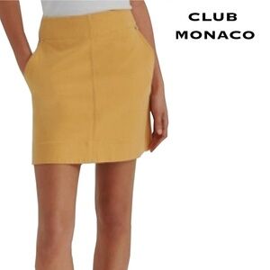 Club Monaco Paneled Mini Skirt Jupe Beige Cotton Branded Monogrammed Pockets